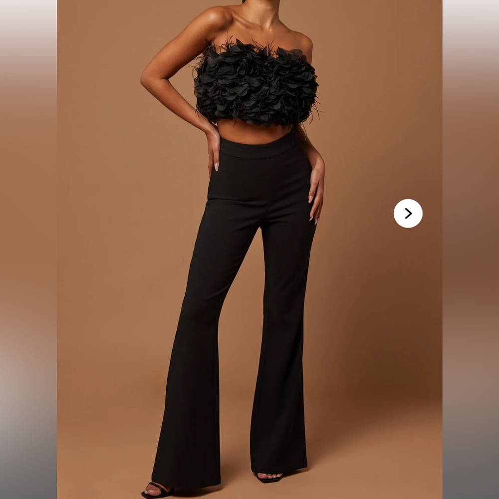 NWT. Elegant Black Women's 2 piece Flared Pant set